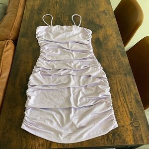 Lilac / light purple ruched mini dress